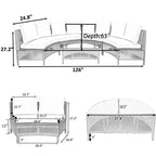 Ensemble sectionnel 5 pièces en rotin PE marron tout temps, canapé d'extérieur demi-lune avec table en verre trempé pour patio et jardin