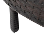 Ensemble sectionnel 5 pièces en rotin PE marron tout temps, canapé d'extérieur demi-lune avec table en verre trempé pour patio et jardin