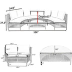 Ensemble sectionnel 5 pièces en rotin PE marron tout temps, canapé d'extérieur demi-lune avec table en verre trempé pour patio et jardin