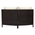 Ensemble sectionnel 5 pièces en rotin PE marron tout temps, canapé d'extérieur demi-lune avec table en verre trempé pour patio et jardin