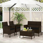 Set da conversazione per patio in rattan Gymax da 4 pezzi, mobili da esterno in vimini