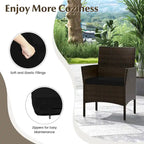 Set da conversazione per patio in rattan Gymax da 4 pezzi, mobili da esterno in vimini