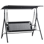 Outsunny Patio Swing Chair with Canopy, Loveseat Bench with Adjustable Tilt Canopy, Armrests, Breathable Mesh for Garden