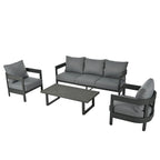 Set da Salotto da Esterno a 4 Pezzi con Cuscini Spessi