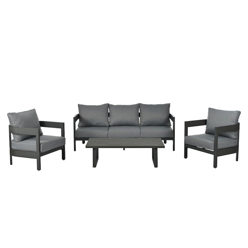 Set da Salotto da Esterno a 4 Pezzi con Cuscini Spessi