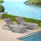 GDFStudio - Set di 2 sedie a sdraio Amelia per esterni con schienale reclinabile e tavolino laterale per il relax a bordo piscina