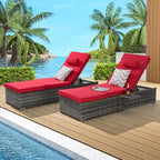 GDFStudio - Set di 2 sedie a sdraio Amelia per esterni con schienale reclinabile e tavolino laterale per il relax a bordo piscina