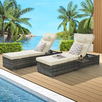 GDFStudio - Set di 2 sedie a sdraio Amelia per esterni con schienale reclinabile e tavolino laterale per il relax a bordo piscina