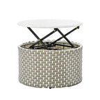 Set Divano Sezionale Rotondo da Esterno Divano Letto in Rattan Bicolore con Baldacchino Retrattile e Sedute Modulari
