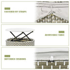 Set Divano Sezionale Rotondo da Esterno Divano Letto in Rattan Bicolore con Baldacchino Retrattile e Sedute Modulari