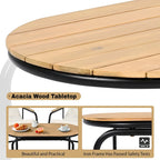 Set di 3 sedie a sdraio da esterno per prato, terrazza, spiaggia, set conversazione con sedie a braccioli e tavolino laterale in acacia