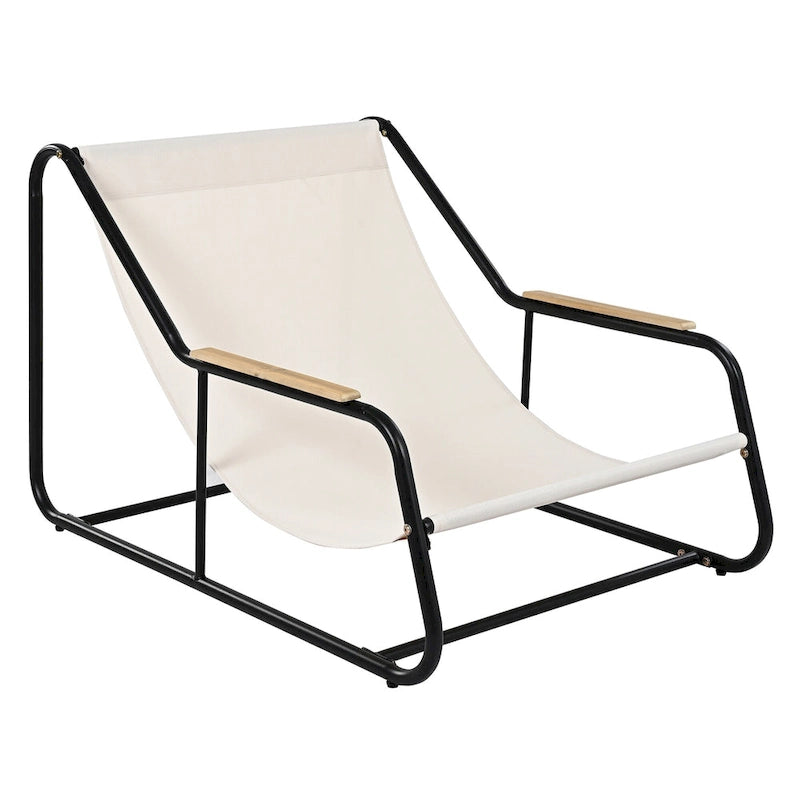 Set di 3 sedie a sdraio da esterno per prato, terrazza, spiaggia, set conversazione con sedie a braccioli e tavolino laterale in acacia
