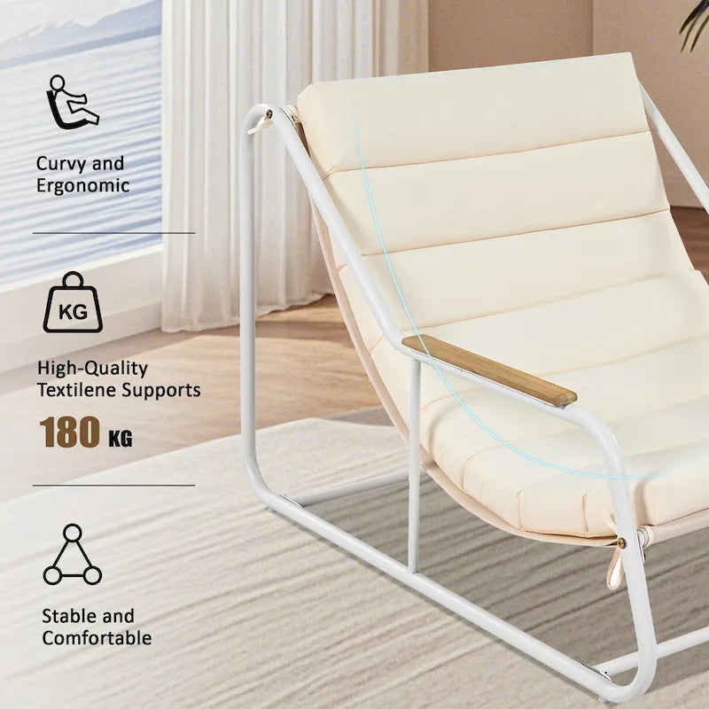 Set di 3 sedie a sdraio da esterno per prato, terrazza, spiaggia, set conversazione con sedie a braccioli e tavolino laterale in acacia