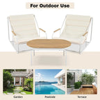 Set di 3 sedie a sdraio da esterno per prato, terrazza, spiaggia, set conversazione con sedie a braccioli e tavolino laterale in acacia