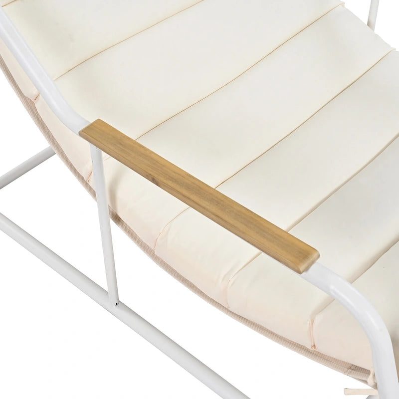 Set di 3 sedie a sdraio da esterno per prato, terrazza, spiaggia, set conversazione con sedie a braccioli e tavolino laterale in acacia