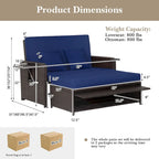 Gymax Set Divanetto Rattan Daybed Lounge Pouf Contenitore Tavolini Laterali