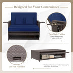 Gymax Set Divanetto Rattan Daybed Lounge Pouf Contenitore Tavolini Laterali