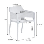 Set bistrot da esterno 3 pezzi, 2 sedie impilabili e 1 tavolo, materiale in resina resistente per balcone, patio, giardino