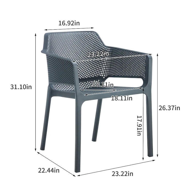 Set bistrot da esterno 3 pezzi, 2 sedie impilabili e 1 tavolo, materiale in resina resistente per balcone, patio, giardino