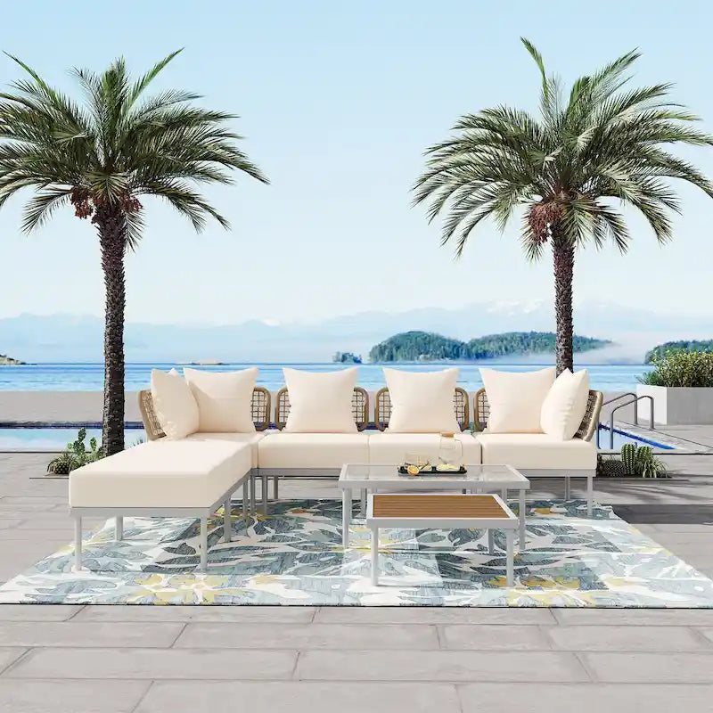 8-Piece Patio Sectional Sofa Set with Coffee Table