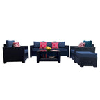 Set divano imbottito in vimini e rattan PE da 7 pezzi