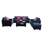 Set divano imbottito in vimini e rattan PE da 7 pezzi