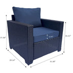 Set divano imbottito in vimini e rattan PE da 7 pezzi