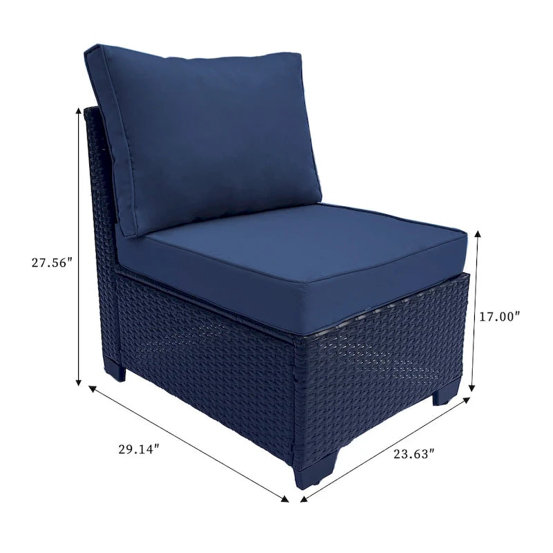 Set divano imbottito in vimini e rattan PE da 7 pezzi