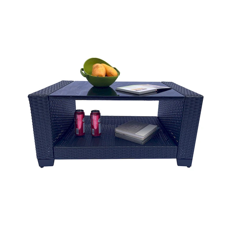Set divano imbottito in vimini e rattan PE da 7 pezzi