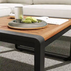 Set da 4 Pezzi di Mobili da Giardino con Tavolino da Caffè, Set Divano Sezionale a L da Esterno con Struttura in Metallo e Legno con Cuscini per Giardino