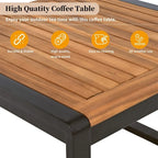 Set da 4 Pezzi di Mobili da Giardino con Tavolino da Caffè, Set Divano Sezionale a L da Esterno con Struttura in Metallo e Legno con Cuscini per Giardino