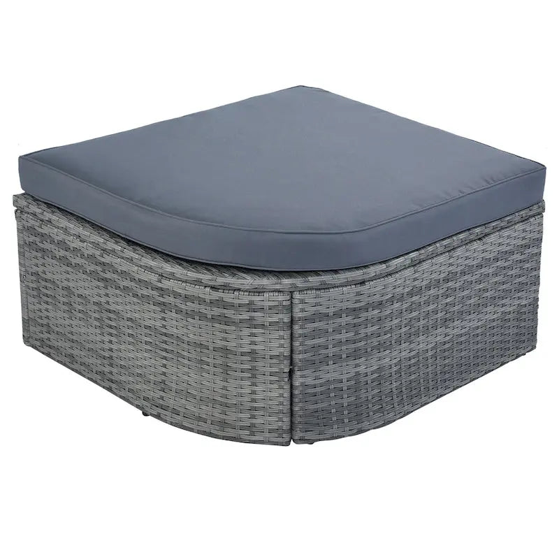 Letto da giorno modulare, lettino prendisole con baldacchino, set da conversazione in vimini per patio