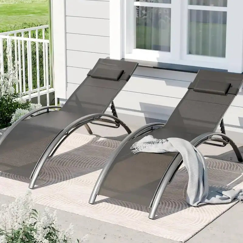 Patio Chaise Lounge Set of 2 for Poolside, Balcony, Backyard - N/A