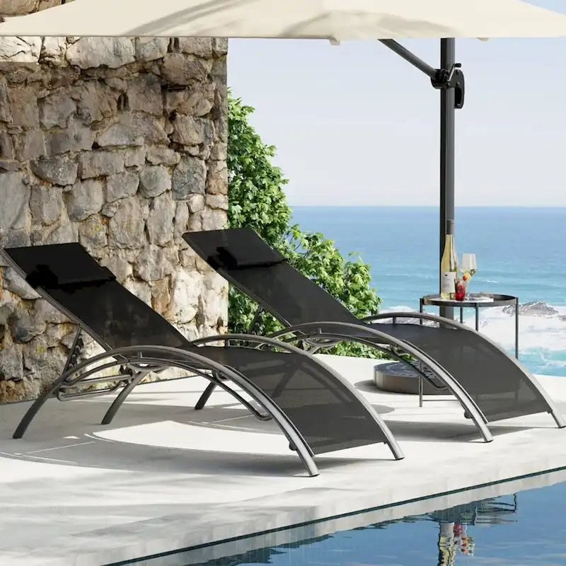Set di 2 sedie a sdraio da esterno per bordo piscina, balcone, giardino - N/A