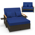 Gymax Letto Divano Esterno in Vimini Patio Divanetto e Set Pouf Contenitore con