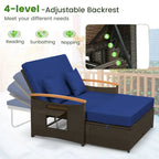 Gymax Letto Divano Esterno in Vimini Patio Divanetto e Set Pouf Contenitore con