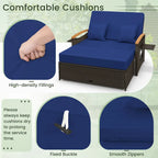 Gymax Letto Divano Esterno in Vimini Patio Divanetto e Set Pouf Contenitore con