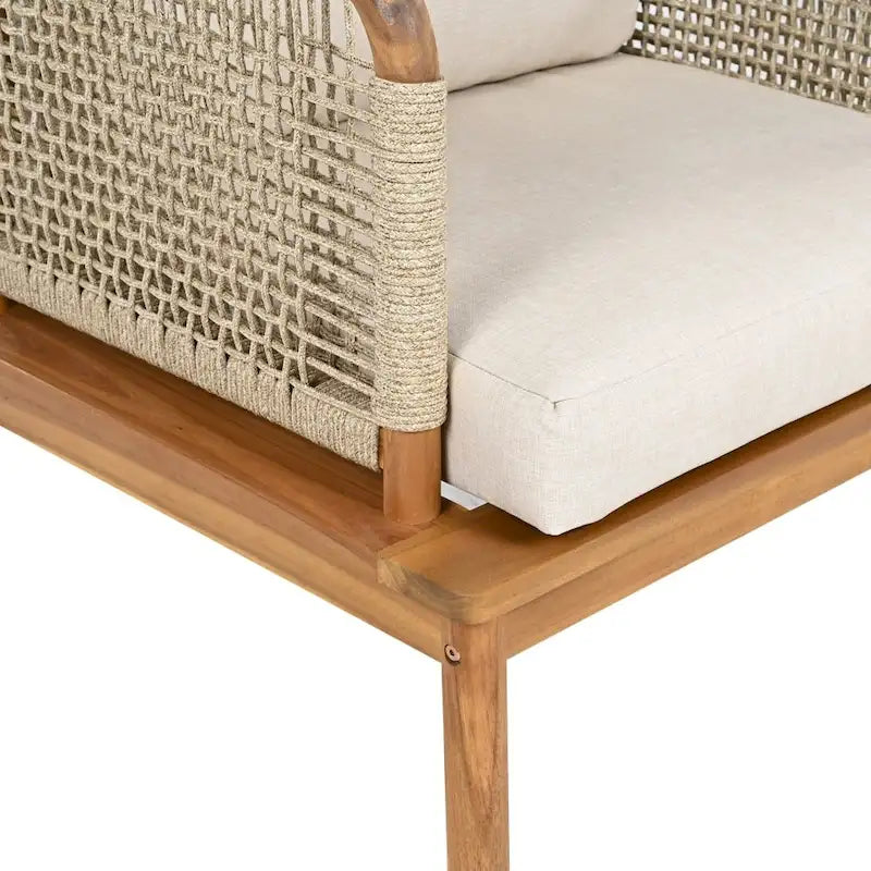 Ensemble de canapé d'extérieur moderne 3 pièces en bois d'acacia avec table basse pour patio