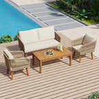 Set da salotto da esterno 4 pezzi con divanetto, 2 poltrone e tavolino