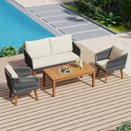 Set da salotto da esterno 4 pezzi con divanetto, 2 poltrone e tavolino