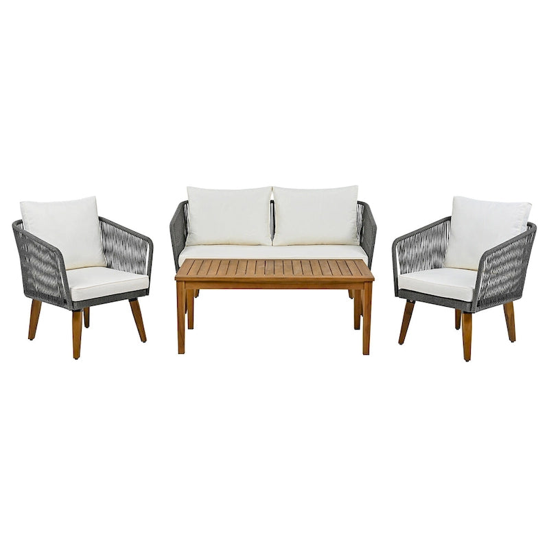 Set da salotto da esterno 4 pezzi con divanetto, 2 poltrone e tavolino
