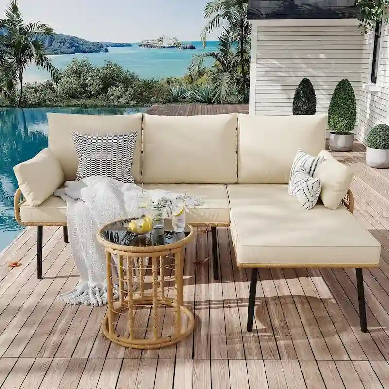 Set da 3 mobili da giardino per cortile, portico, terrazza