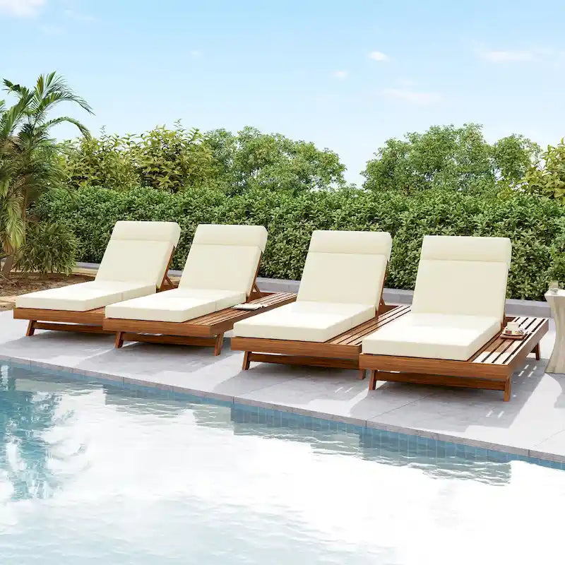Christopher Knight Home - Lot de 4 chaises longues réglables d'extérieur Harrison en acacia