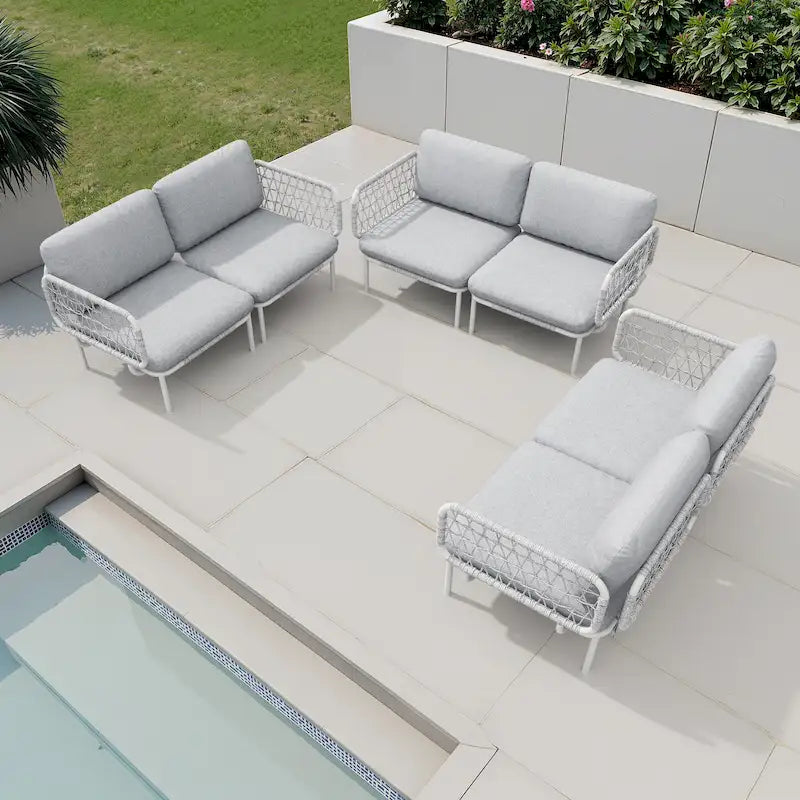 Set Divano Sezionale da Esterno per Patio con Cuscini