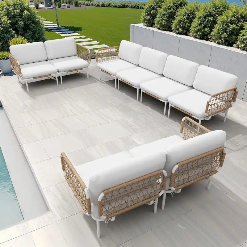 Set Divano Sezionale da Esterno per Patio con Cuscini
