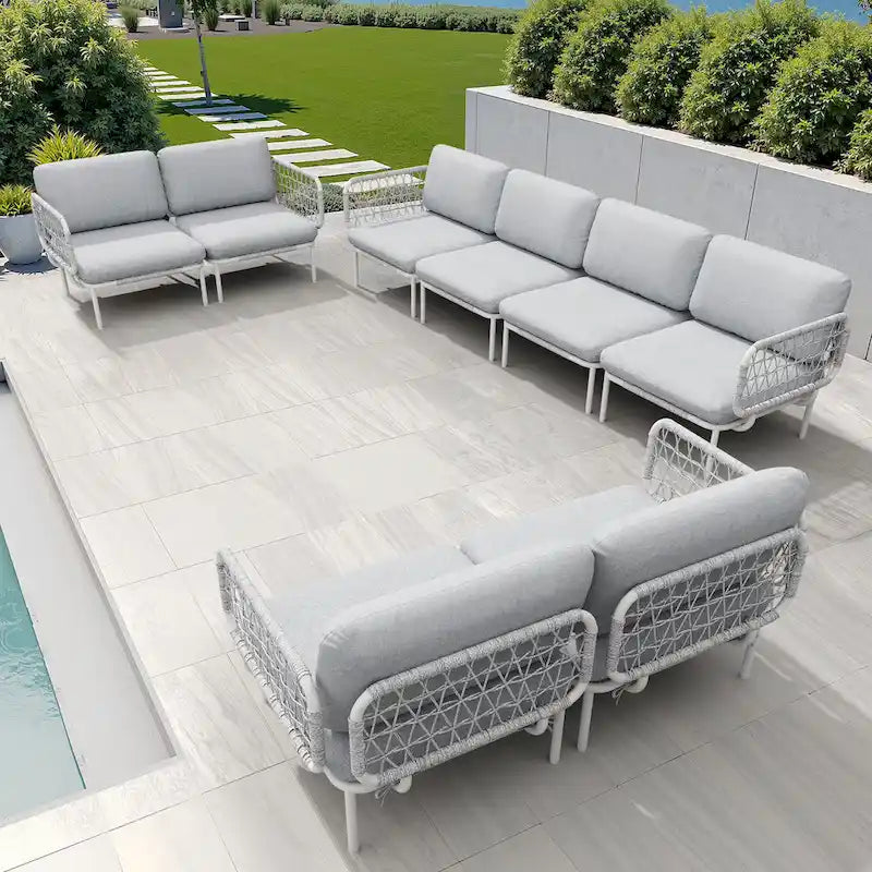 Set Divano Sezionale da Esterno per Patio con Cuscini