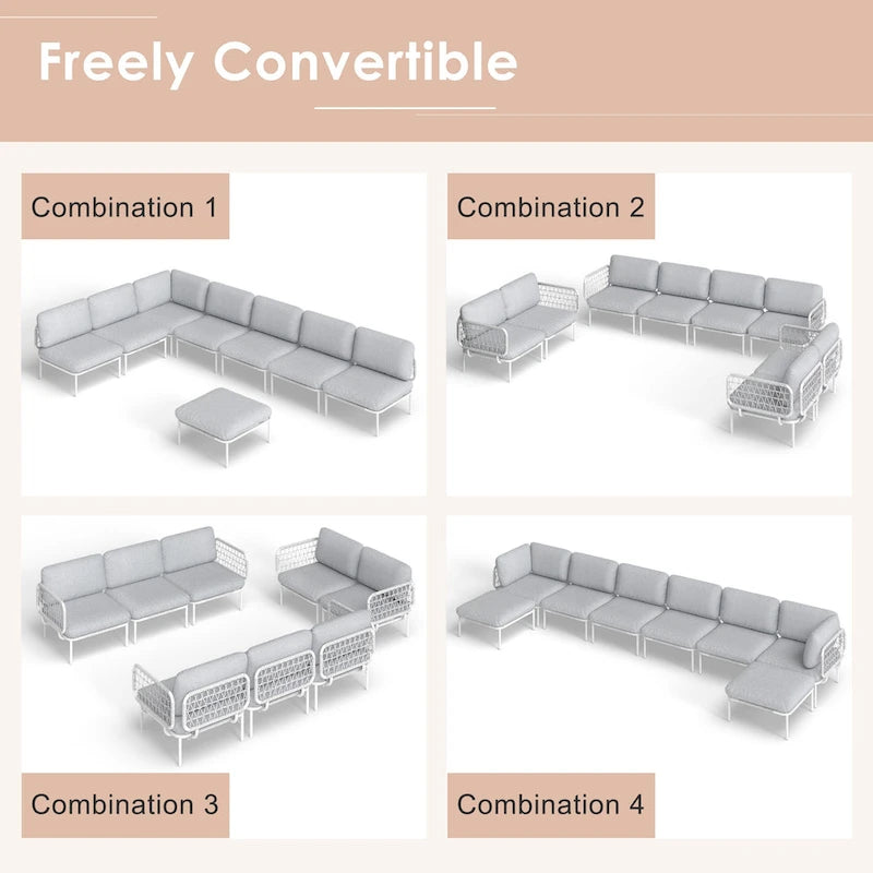 Set Divano Sezionale da Esterno per Patio con Cuscini