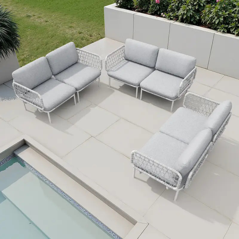 Set Divano Sezionale da Esterno per Patio con Cuscini
