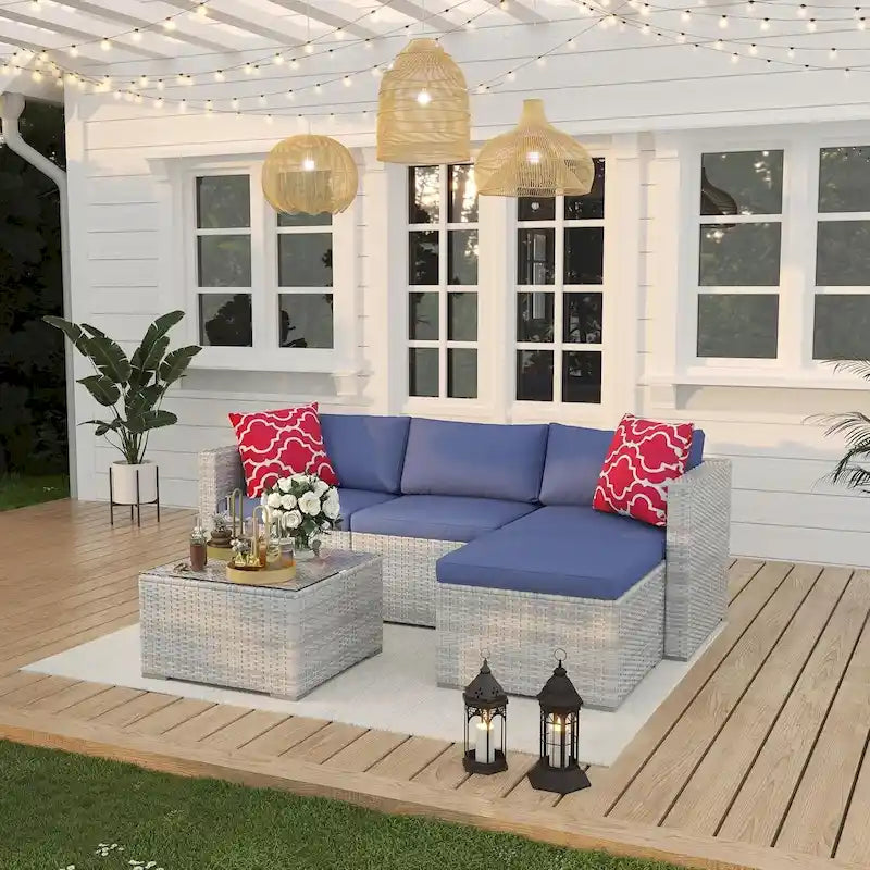 Set Mobili da Giardino 5 Pezzi, Set Patio per Esterni - Rattan PE