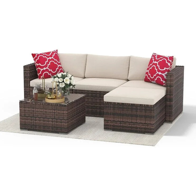 Set Mobili da Giardino 5 Pezzi, Set Patio per Esterni - Rattan PE
